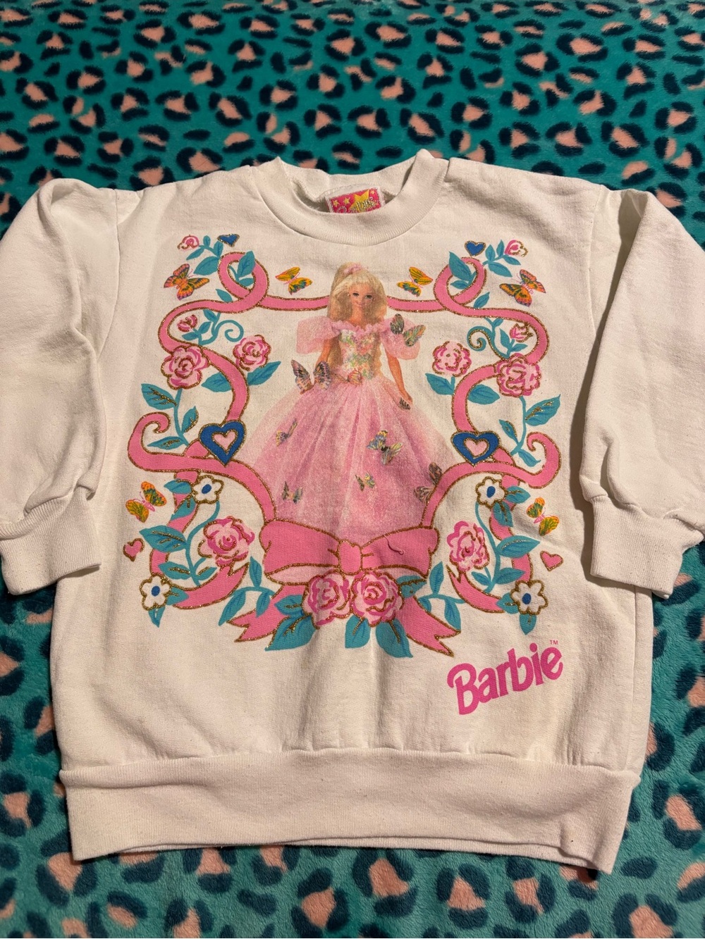 VTG 1991 Barbie Sweatshirt White Pullover Long Sleeve Youth Girls Medium